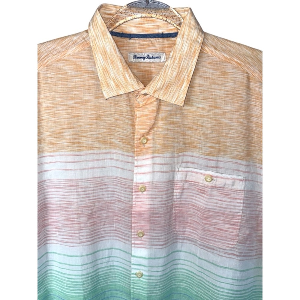 NWT Tommy Bahama Sand Linen Easy Sunrise Linen Short Sleeve Camp Shirt Large a - Picture 3 of 8